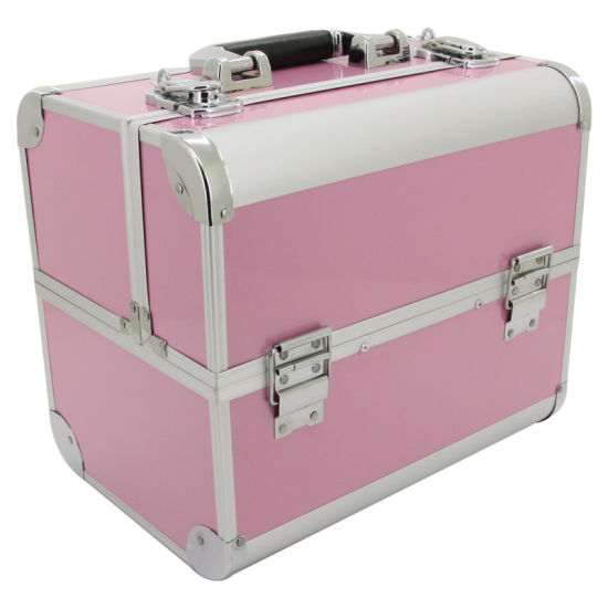 Pink Make-up, Cosmetic, Vanity Case with Fold out Trays 310 X 270 X 210mm